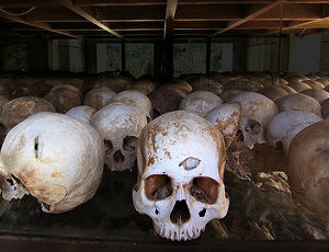Skulls of the victims of the Khmer Rouge