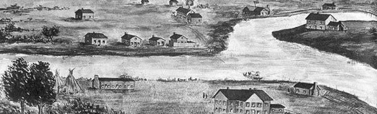 picture of the confluence of the Chicago River and several small buildings