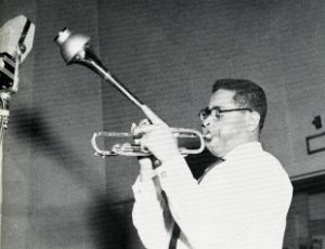 Dizzy Gillespie portrait chosen for his “Afro” album, circa 1950.