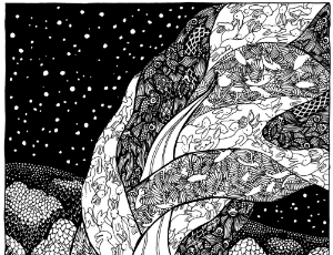 black and white abstract drawing