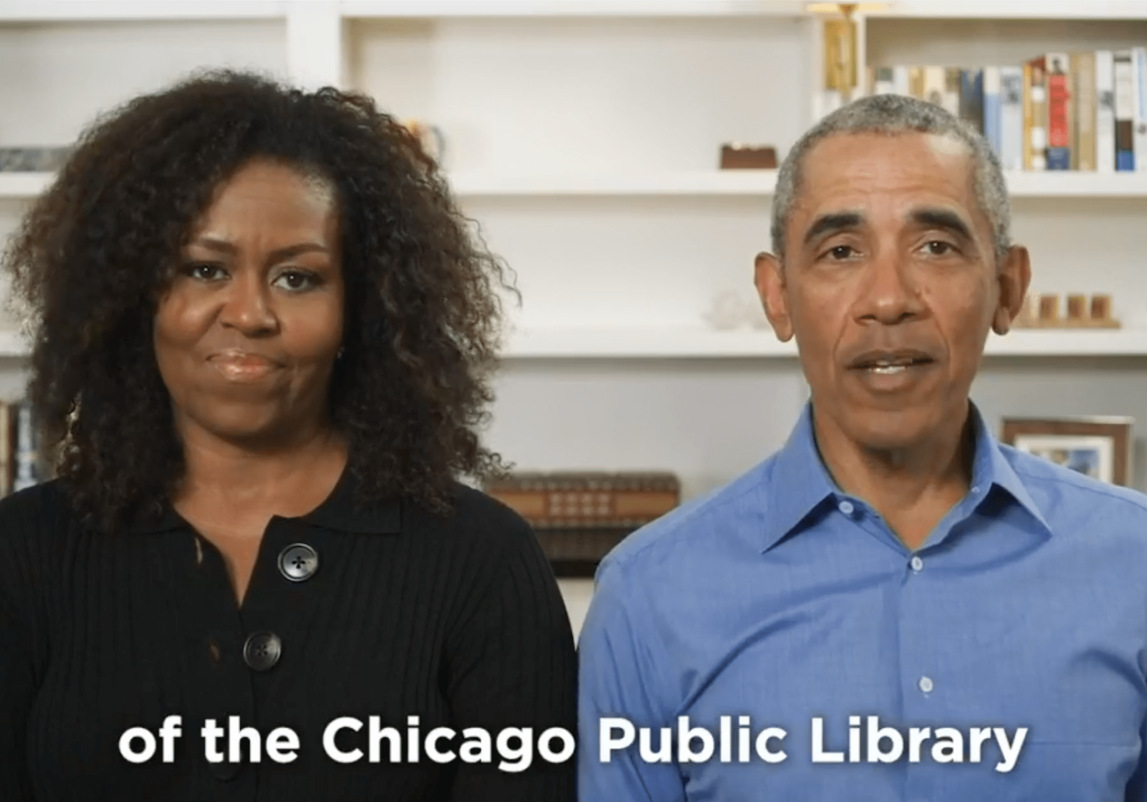 2020, Barack and Michelle Obama in Live from the Library video series.